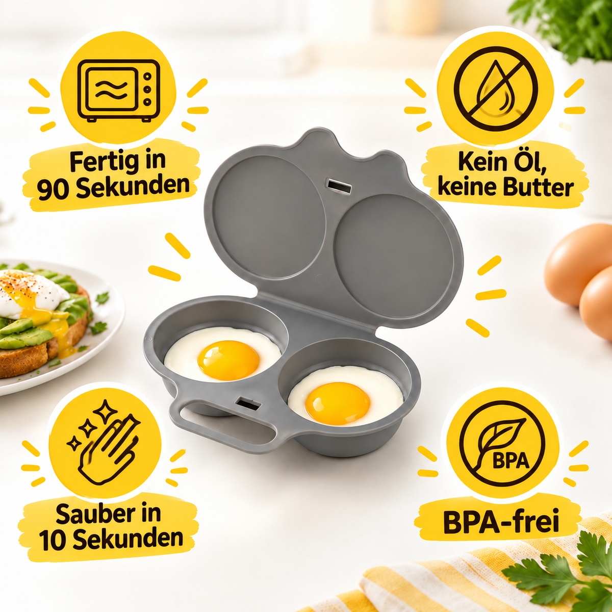 UovoLampo™ – Eiergarer für die Mikrowelle