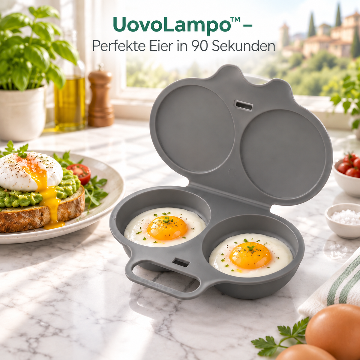 UovoLampo™ – Eiergarer für die Mikrowelle